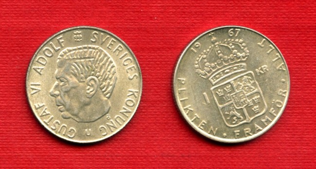 1967 - LOTTO/M20767 - SVEZIA - 1 KORONA  ARGENTO
