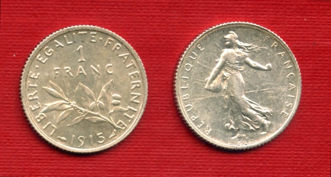 1915 - LOTTO/M21628 - FRANCIA - 1 FRANCO ARGENTO SEMINATRICE
