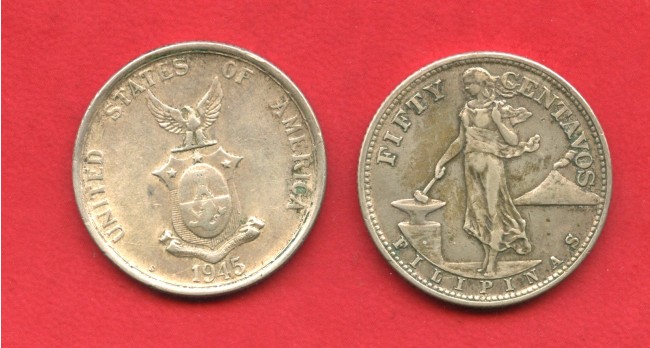 1945 - PHILIPPINE - LOTTO/M39843 - 50 CENTAVOS ARGENTO