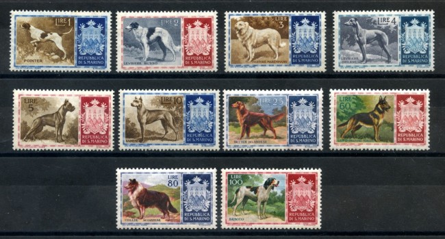1956 - SAN MARINO - CANI DI RAZZA 10v. - NUOVI - LOTTO/28462