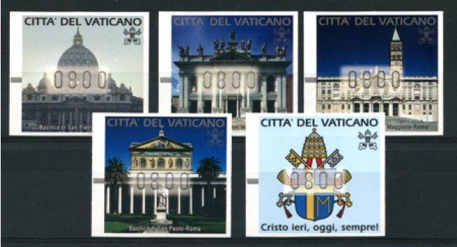2000 - LOTTO/12640 - VATICANO - FRANCOBOLLI AUTOMATICI BASILICHE 5v. - NUOVI