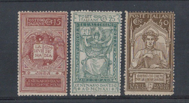 1921 - LOTTO/REG118CPN - REGNO - DANTE ALIGHIERI 3v. - NUOVI