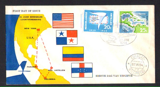 ANTILLE OLANDESI - 1964 - LBF/3297 - 35° ANNIVERSARIO SERVIZIO AEREO
