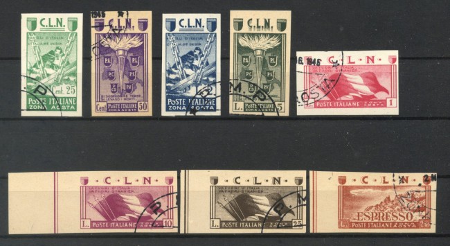 1944 - C.L.N. AOSTA - LOTTO/40128 - SERIE COMPLETA DI 8 v. - USATI