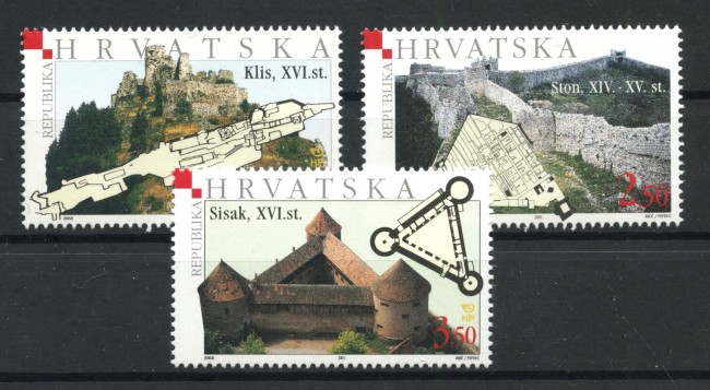 2001 - CROAZIA - TORRI E FORTEZZE 3v. - NUOVI - LOTTO/32916