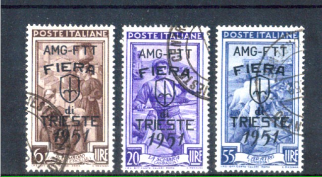 1951 - LOTTO/10296CPU - TRIESTE A - FIERA DI TRIESTE 3v. - USATI