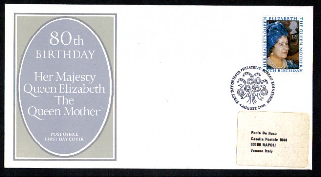 1980 - LOTTO/GBR950FDC - GRAN BRETAGNA - COMPLEANNO REGINA MADRE - BUSTA FDC