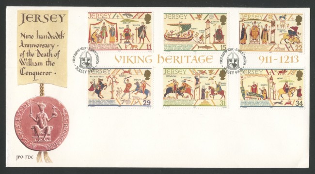 1987 - JERSEY - LOTTO/41510 - PATRIMONIO VICHINGO 6v. - BUSTA FDC
