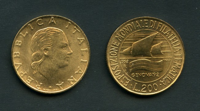 1992 - LOTTO/M16147 - REPUBBLICA - 200 LIRE GENOVA  FILATELIA TEMATICA
