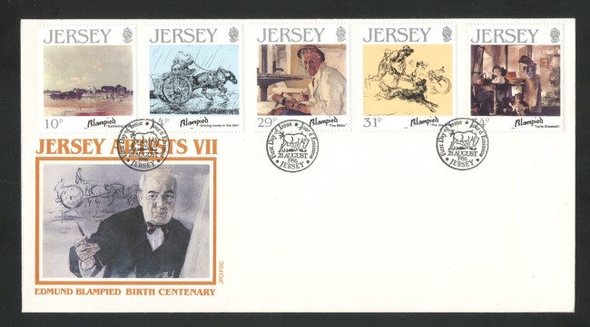 1986 - JERSEY - LOTTO/41756 - DIPINTI DI EDMUND BLAMPIED 5v. - BUSTA FDC