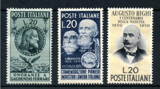 1950 - REPUBBLICA - FERRARI/LANIERI/RIGHI 3v. - NUOVI - LOTTO/27170