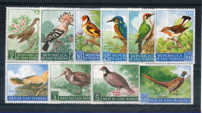 1960 - LOTTO/RSM519CPN - SAN MARINO - FAUNA AVICOLA 10v. NUOVI