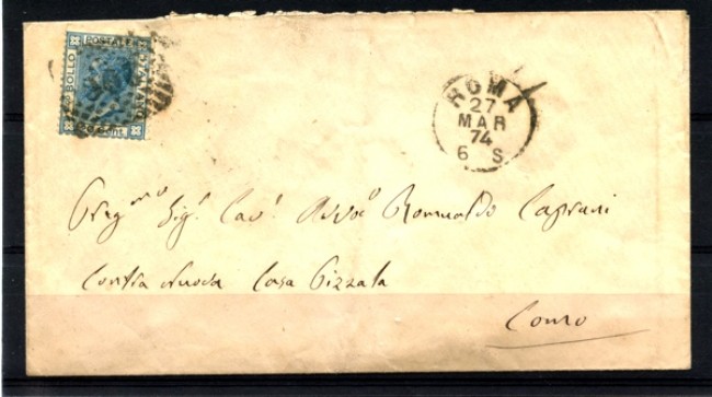 1867 - LOTTO/11472 - REGNO - 20C. AZZURRO SU BUSTA