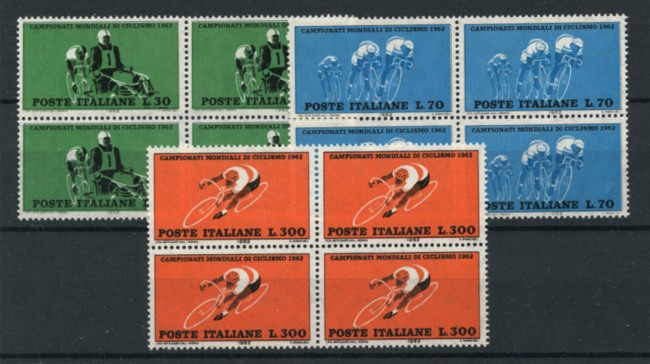 1962 - LOTTO/13258 - REPUBBLICA - CICLISMO 3v. -  QUARTINE NUOVI