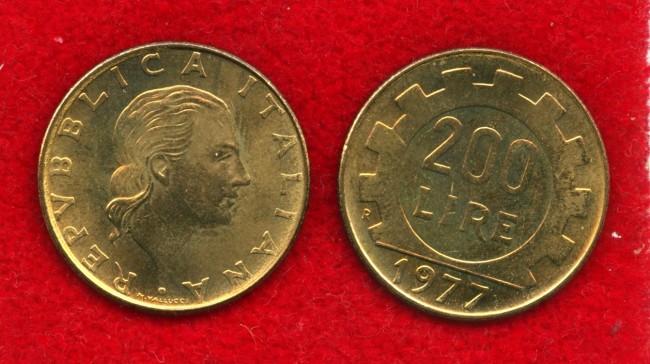 1977 - REPUBBLICA - 200 LIRE LAVORO - FIOR DI CONIO - LOTTO/M29163