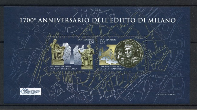 2013 - SAN MARINO - EDITTO DI MILANO - FOGLIETTO NUOVO - LOTTO/36753