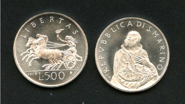 1979 - SAN MARINO - LOTTO/M43753 - 500 LIRE ARGENTO  SANTO FONDATORE