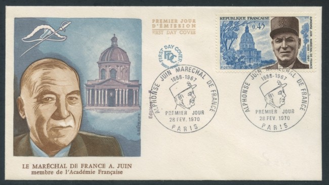 1970 - FRANCIA - MARESCIALLO JUIN - BUSTA FDC - LOTTO/26528