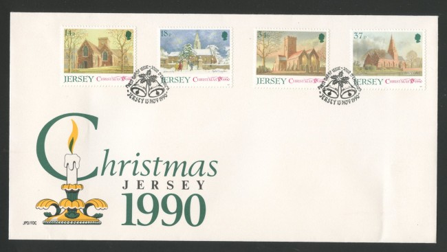 1990 - JERSEY - LOTTO/41772 - NATALE 4v. - BUSTA FDC