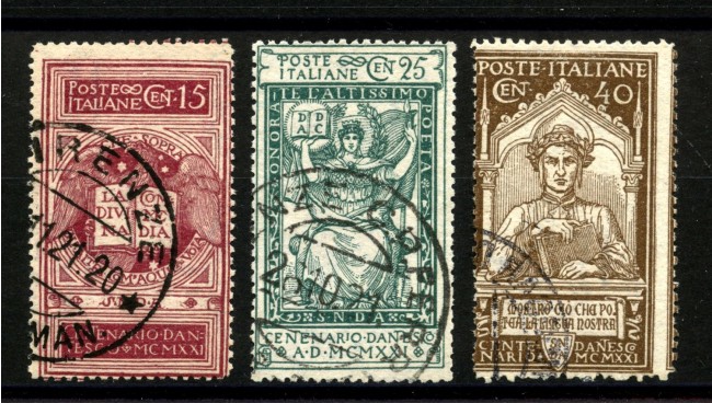 1921 - REGNO - LOTTO/39995 - DANTE ALIGHIERI 3v. - USATI