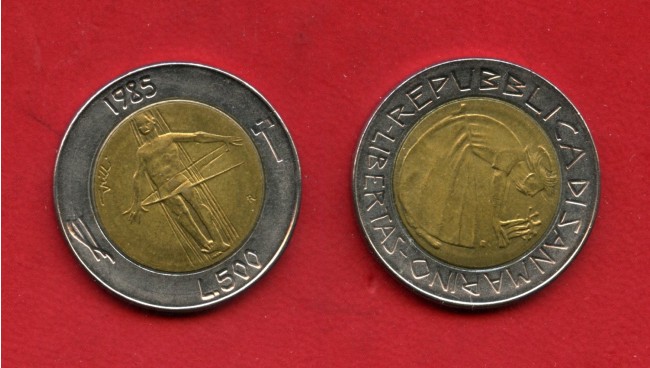 1985 - SAN MARINO - LOTTO/M48150 - 500 LIRE BICOLORE 