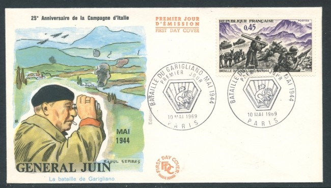 1969 - FRANCIA - BATTAGLIA DEL GARIGLIANO - BUSTA FDC - LOTTO/26621