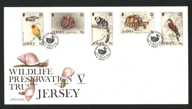 1988 - JERSEY - LOTTO/41502 - PROTEZIONE  ANIMALI 5v. - BUSTA FDC