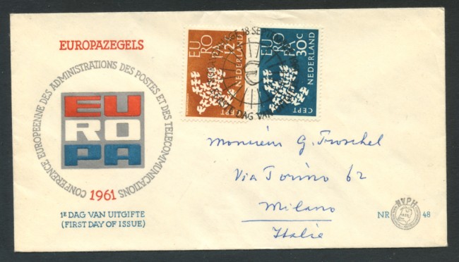 1961 - OLANDA - LOTTO/20396 - EUROPA BUSTA FDC