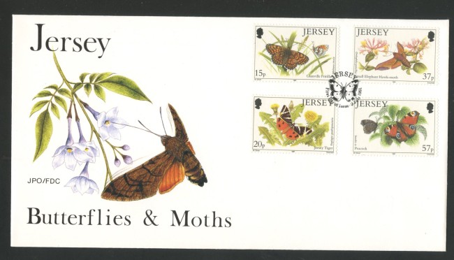 1991 - JERSEY - LOTTO/41770 -  FARFALLE  4v. - BUSTA FDC
