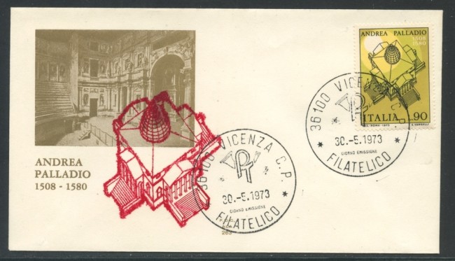 1973 - REPUBBLICA - ANDREA PALLADIO - BUSTA FDC ALA - LOTTO/27520
