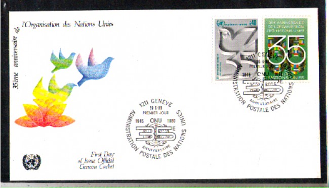 1980 - LOTTO/ONUS93FDC - ONU SVIZZERA - 35° ANNIVERSARIO - BUSTA FDC