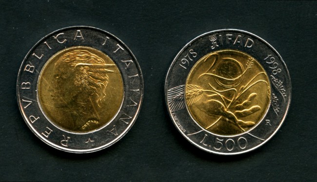 1998 - LOTTO/M16139 - REPUBBLICA - 500 LIRE  20° IFAD - BIMETALLICA