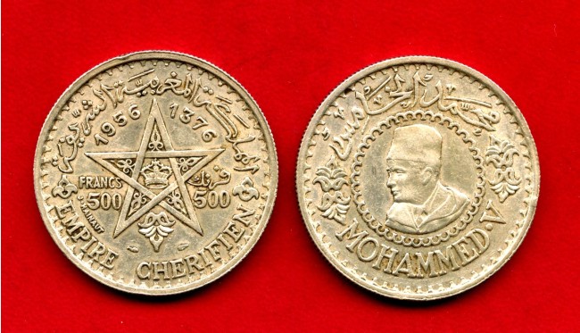 1956 - MAROCCO - LOTTO/M42486 - 500 FRANCHI MOHAMMED V° ARGENTO