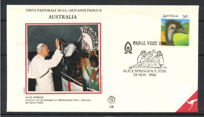 1986 - AUSTRALIA - ALICE SPRINGS - VISITA DI PAPA GIOVANNI PAOLO II° - BUSTA - LOTTO/31132