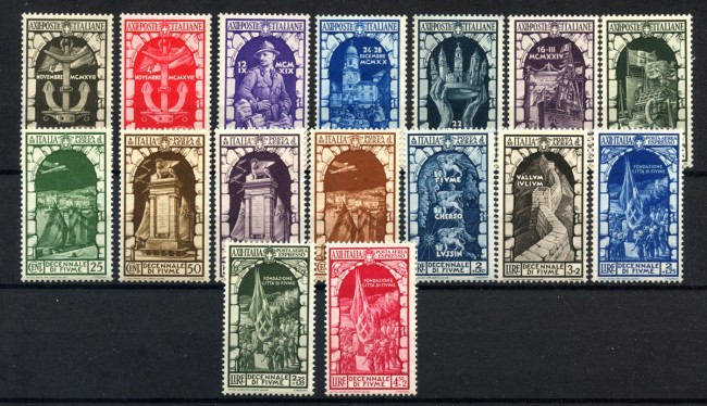 1934 - REGNO - DECENNALE DI FIUME 16v. NUOVI - LOTTO/36726