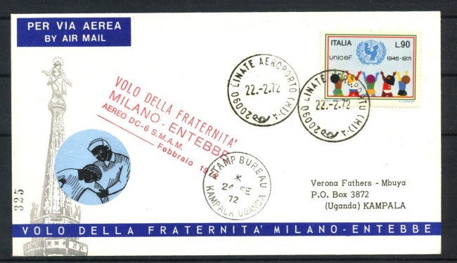 1972 - ITALIA - LOTTO/41611 - VOLO DELLA FRATERNITA' MILANO ENTEBE