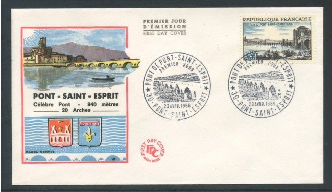 1966 - FRANCIA - PONT SAINT ESPRIT - BUSTA FDC - LOTTO/26656