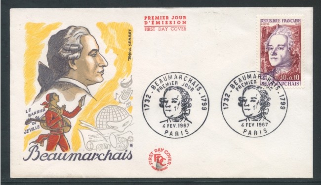 1967 - FRANCIA - BEUMARCHAIS - BUSTA FDC - LOTTO/26715
