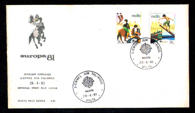 1981 - LOTTO/MLT617FDC - MALTA - EUROPA 2v.- BUSTA FDC