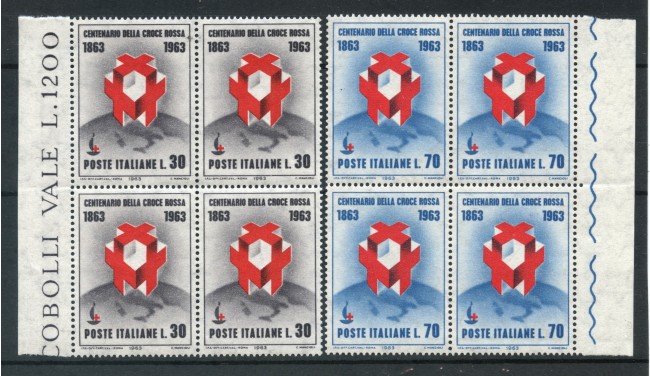 1963 - LOTTO/6416Q - REPUBBLICA - CROCE ROSSA 2v. - QUARTINE NUOVI