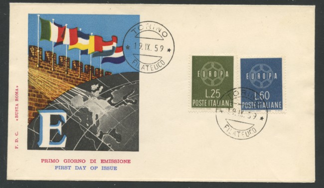 1959 - LOTTO/15996 - REPUBBLICA - EUROPA 2v. - BUSTA FDC