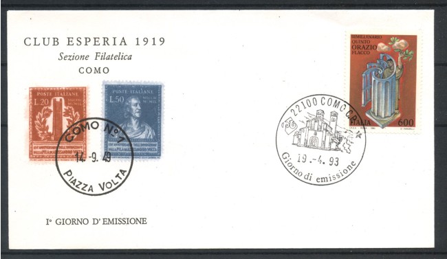 1993 - REPUBBLICA - LOTTO/39022 - ORAZIO FLACCO - BUSTA FDC