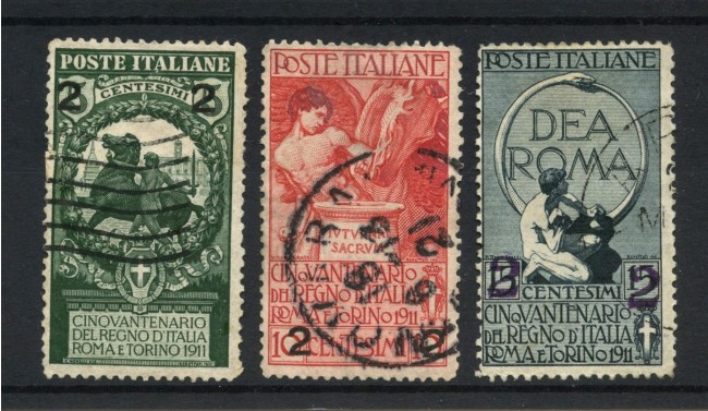 1913 - REGNO - LOTTO/47378 - UNITA' D'ITALIA SOPRASTAMPATI  3v. USATI