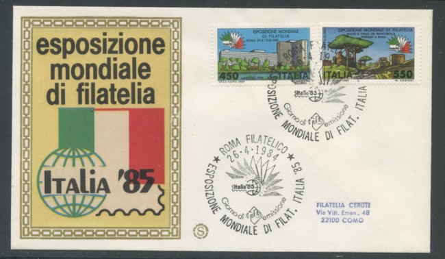 1984 - LOTTO/18423 - REPUBBLICA - PRPOAGANDA ITALIA 85 - FDC