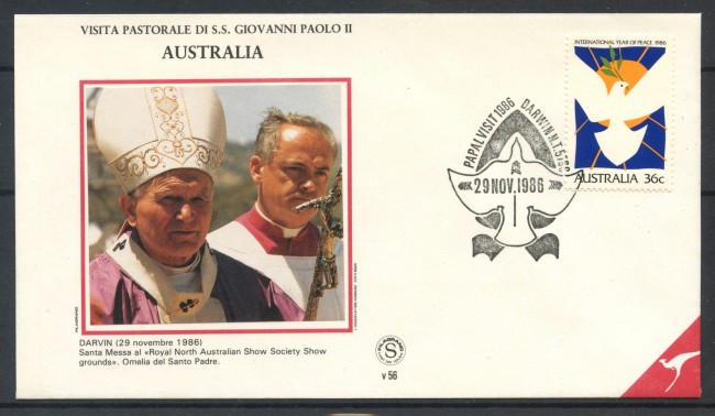 1986 - AUSTRALIA - DARVIN - VISITA DI PAPA GIOVANNI PAOLO II° - BUSTA - LOTTO/31130