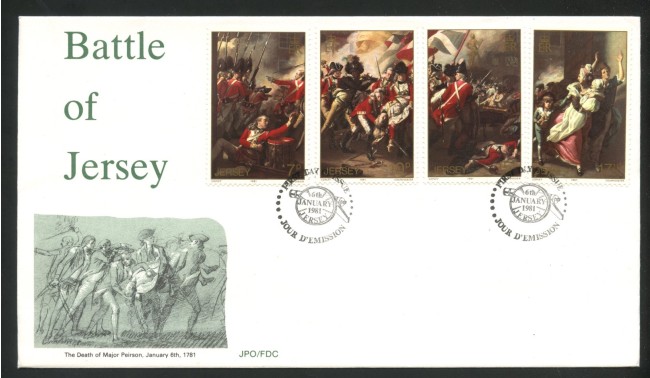 1981 - JERSEY - LOTTO/41806 - BATTAGLIA DI JERSEY  4v. - BUSTA FDC