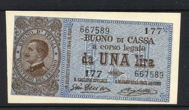 1917 - REGNO - LOTTO/47461 - BUONO DA 1 LIRA VITTORIO EMANUELE III°