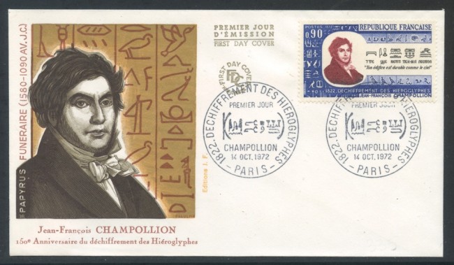 1972 - FRANCIA - DECIFRAZIONE GEROGLIFICI - BUSTA FDC - LOTTO/25904