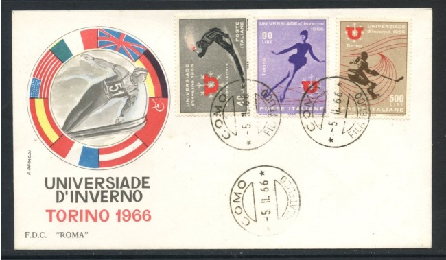 1966 - REPUBBLICA - UNIVERSIADI D'INVERNO - BUSTA FDC - LOTTO/28609