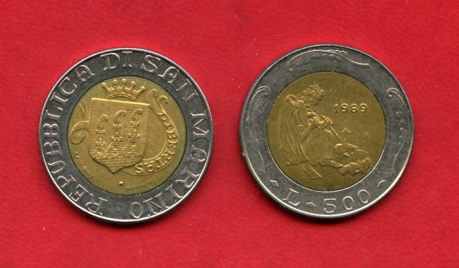 1989 - SAN MARINO - LOTTO/M48148 - 500 LIRE BICOLORE